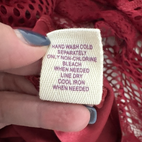 Altar'd State Mariska Brick Red Lace Semi-Sheer Embroidered Maxi Dress Womens L - Picture 14 of 14